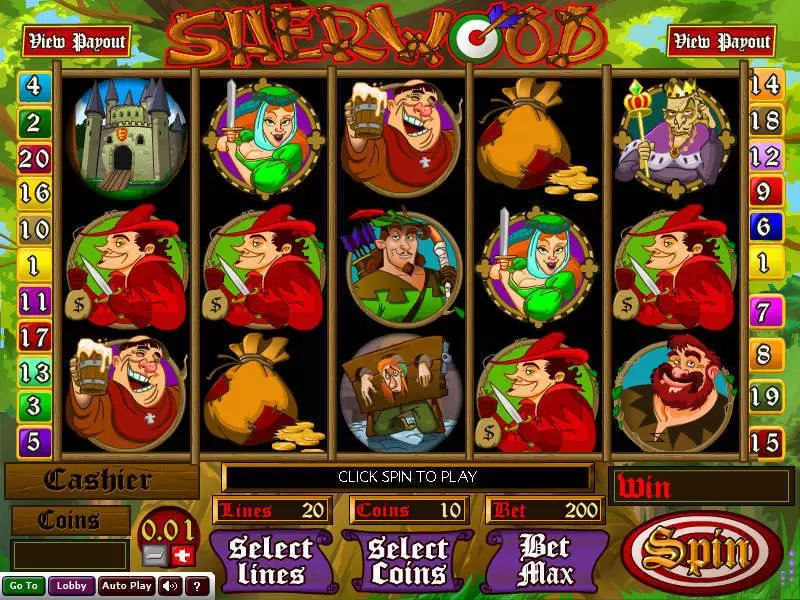 Sherwood Wizard Gaming Slots - Main Screen Reels