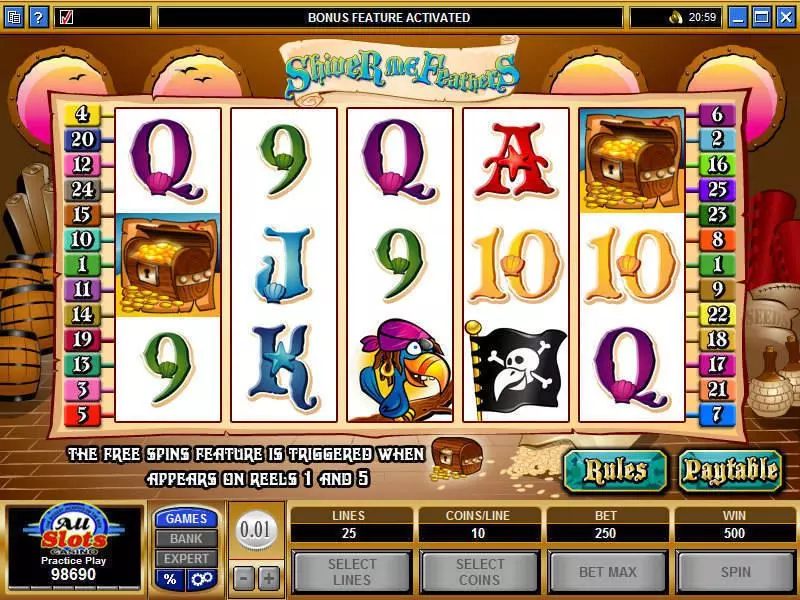 Shiver Me Feathers Microgaming Slots - Main Screen Reels