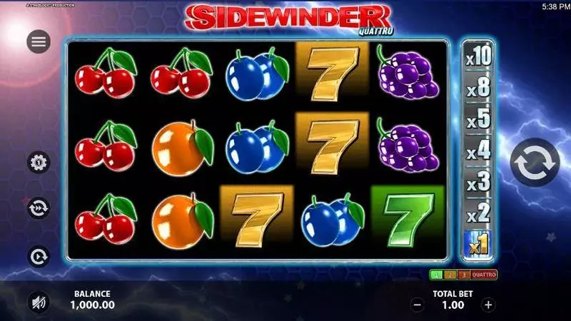 Sidewinder Quattro StakeLogic Slots - Main Screen Reels