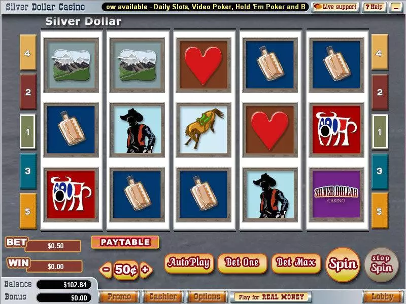 Silver Dollar Vegas Technology Slots - Main Screen Reels
