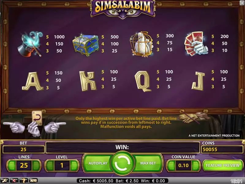 Simsalabim NetEnt Slots - Info and Rules