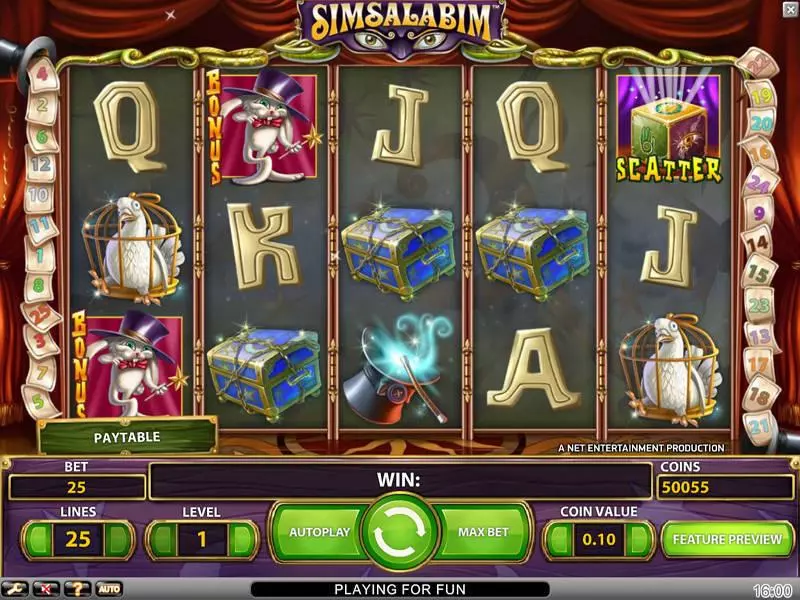 Simsalabim NetEnt Slots - Main Screen Reels