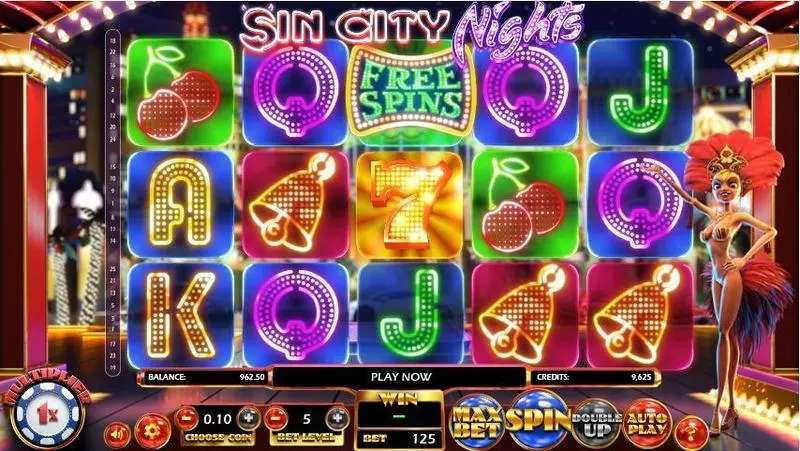 Sin City Nights BetSoft Slots - Main Screen Reels