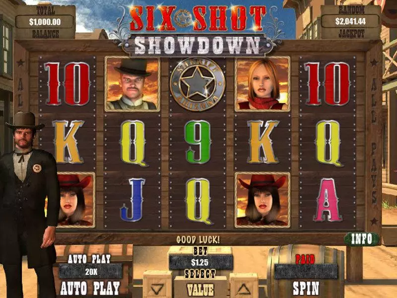 Six Shot Showdown RTG Slots - Main Screen Reels