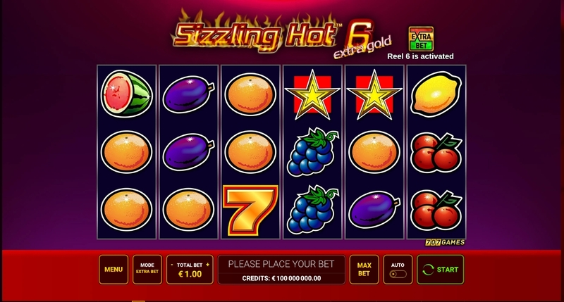 Sizzling Hot 6 extra gold Greentube Slots - Main Screen Reels