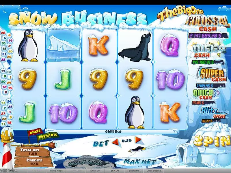 Snow Business bwin.party Slots - Main Screen Reels