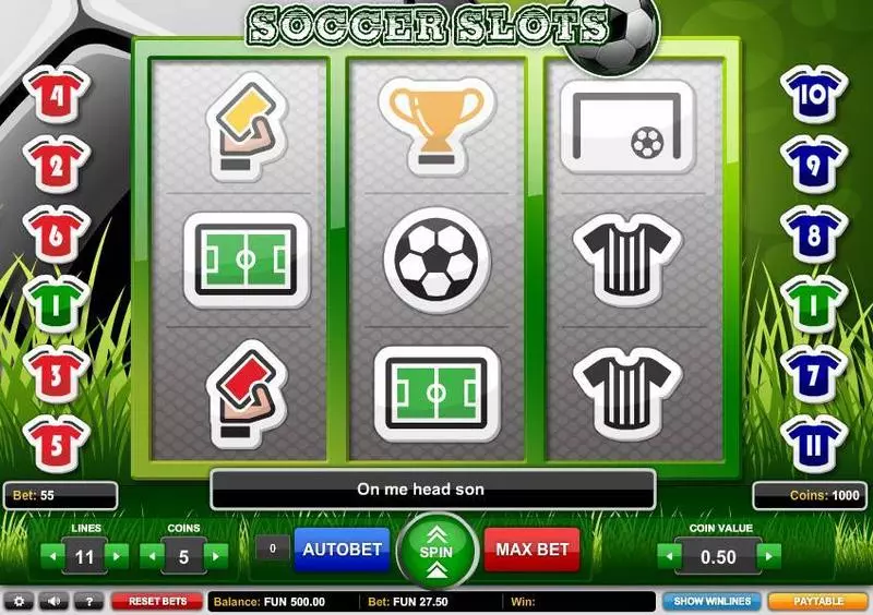 Soccer Slots 1x2 Gaming Slots - Main Screen Reels