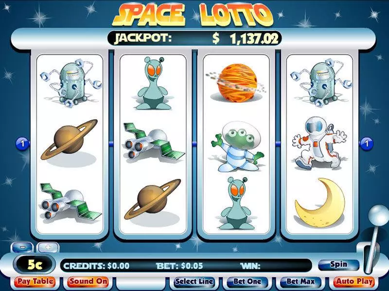 Space Lotto Byworth Slots - Main Screen Reels