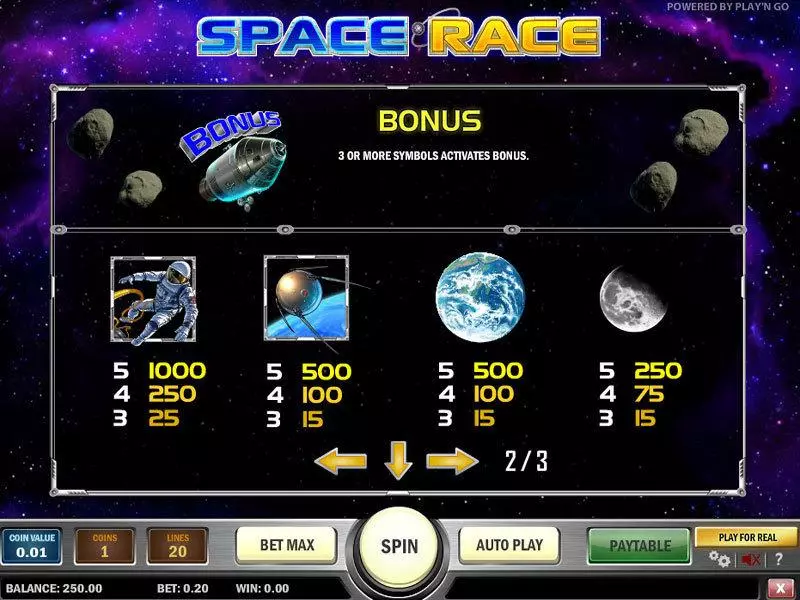 Spacerace Play'n GO Slots - Info and Rules