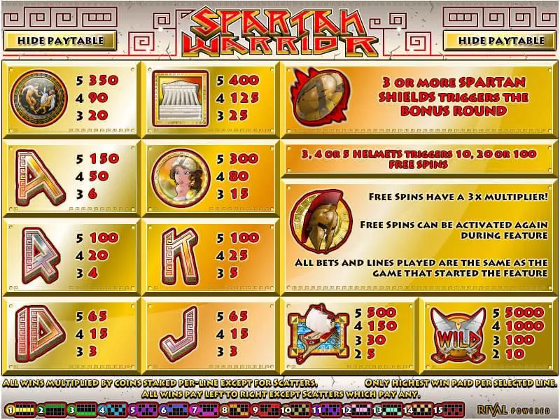 Spartan Warrior Rival Slots - Info and Rules