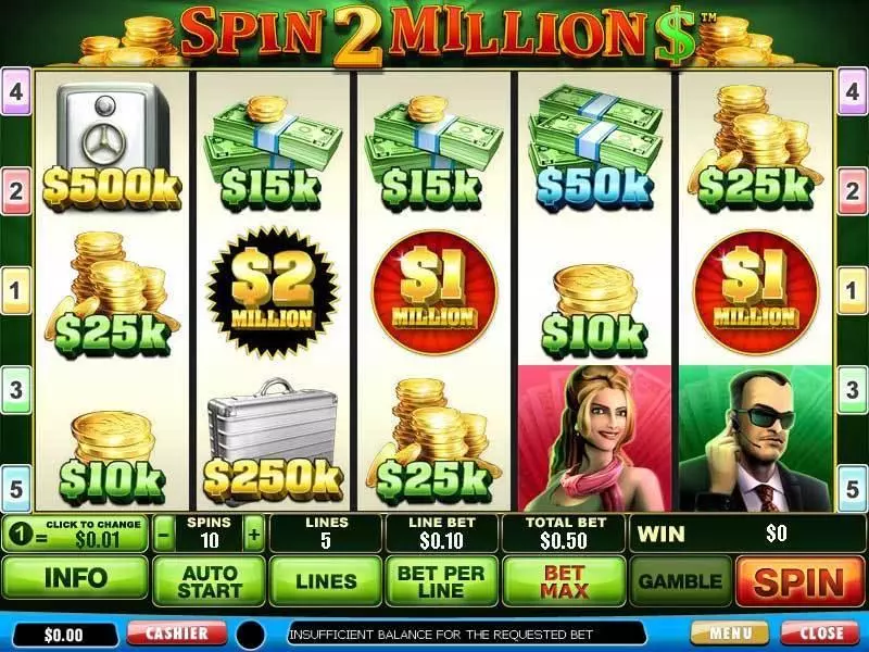 Spin 2 Million PlayTech Slots - Main Screen Reels