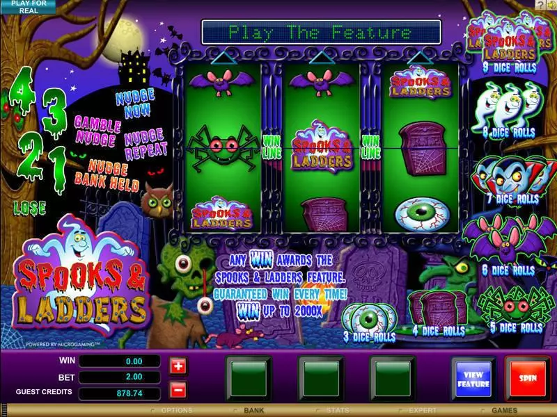 Spooks and Ladders Microgaming Slots - Main Screen Reels