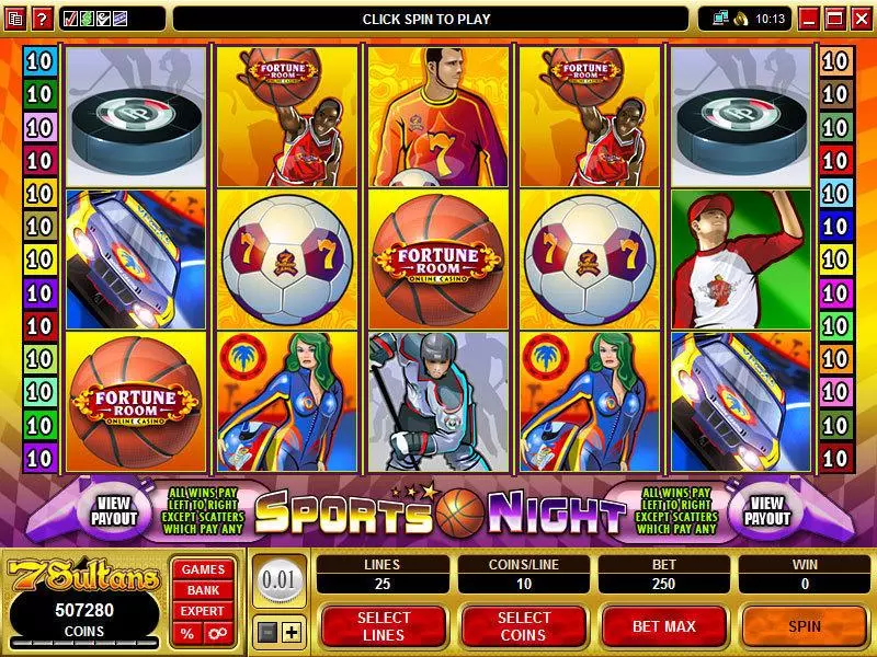 Sports Night Microgaming Slots - Main Screen Reels