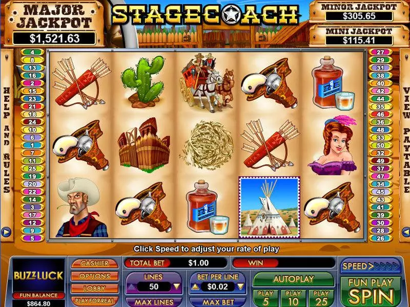 Stagecoach NuWorks Slots - Main Screen Reels