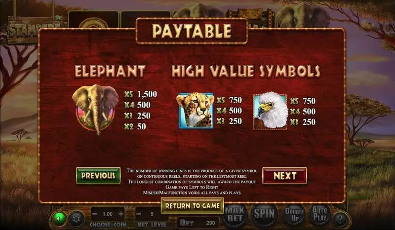 Stampede BetSoft Slots - Info and Rules