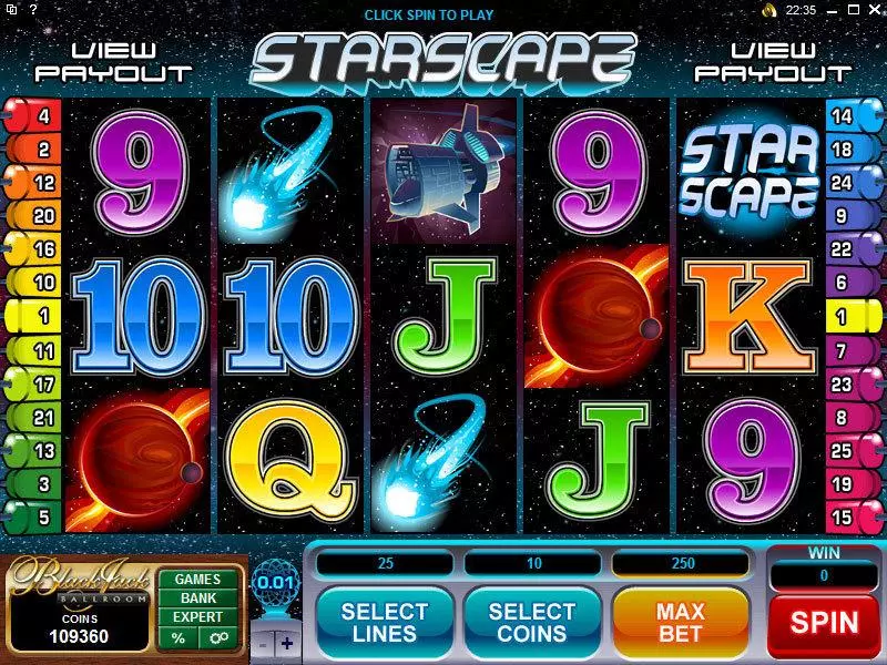 Starscape Microgaming Slots - Main Screen Reels