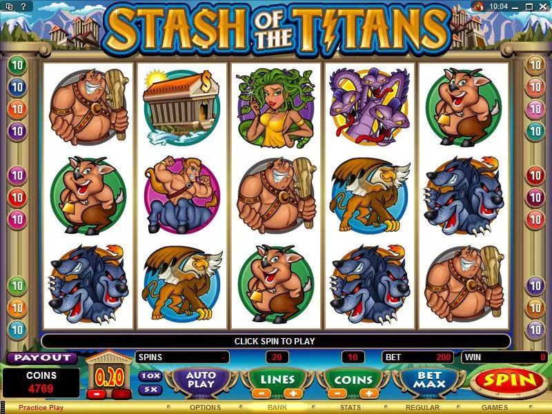 Stash of the Titans Microgaming Slots - Main Screen Reels