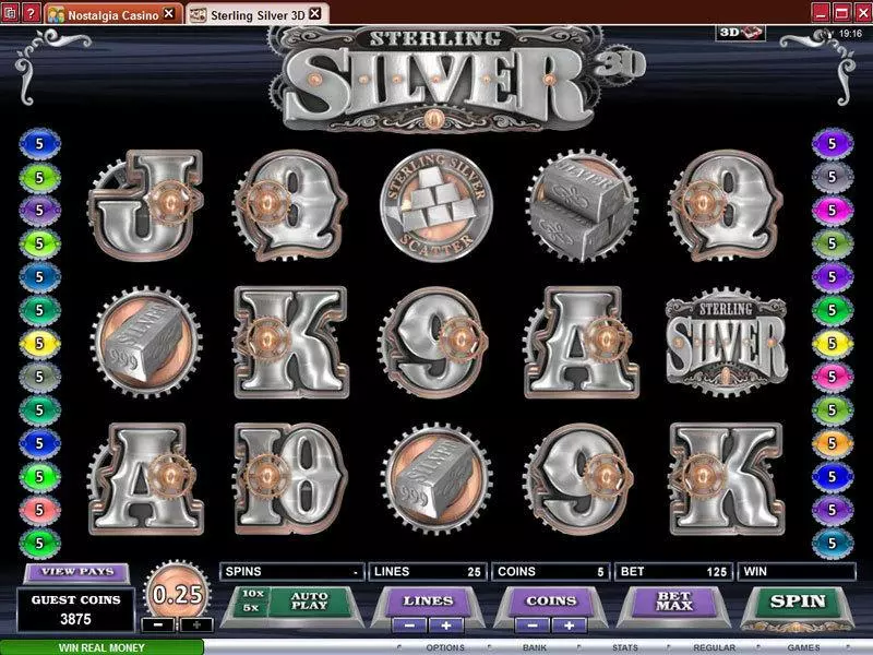 Sterling Silver 3D Microgaming Slots - Main Screen Reels
