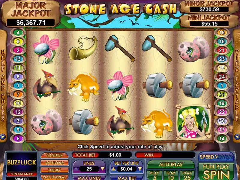 Stone Age Cash NuWorks Slots - Main Screen Reels