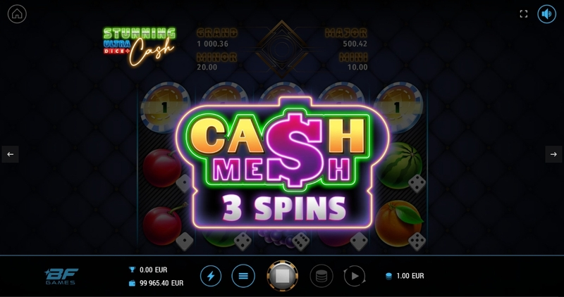 Stunning Cash Ultra Dice BF Games Slots - Introduction Screen