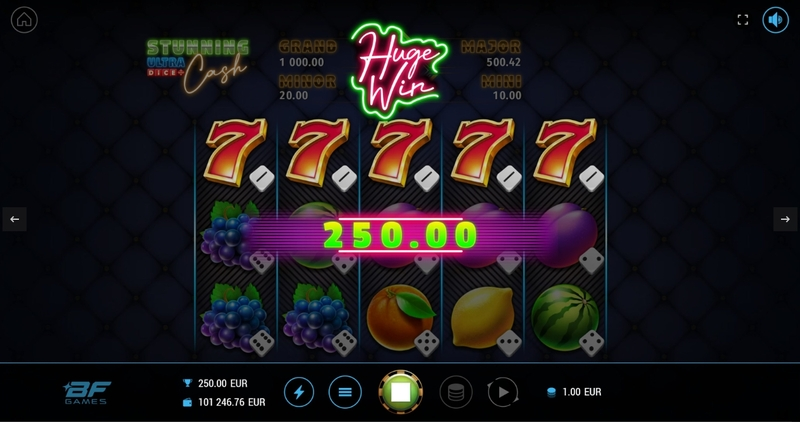 Stunning Cash Ultra Dice BF Games Slots - Winning Screenshot