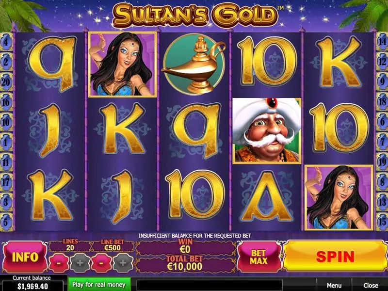 Sultan's Gold PlayTech Slots - Main Screen Reels