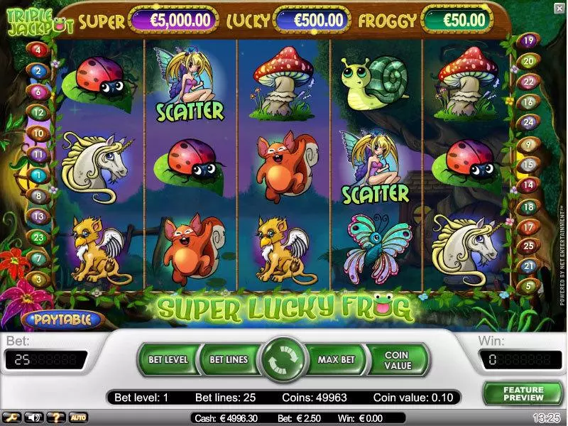Super Lucky Frog NetEnt Slots - Main Screen Reels
