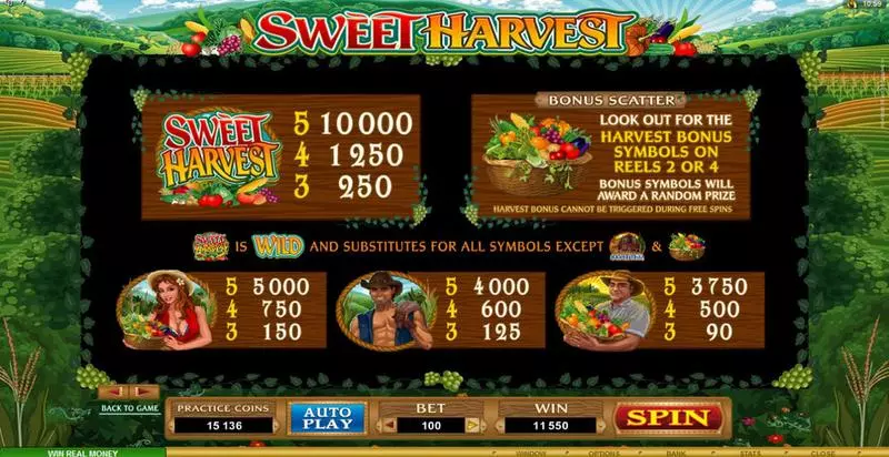 Sweet Harvest Microgaming Slots - Info and Rules