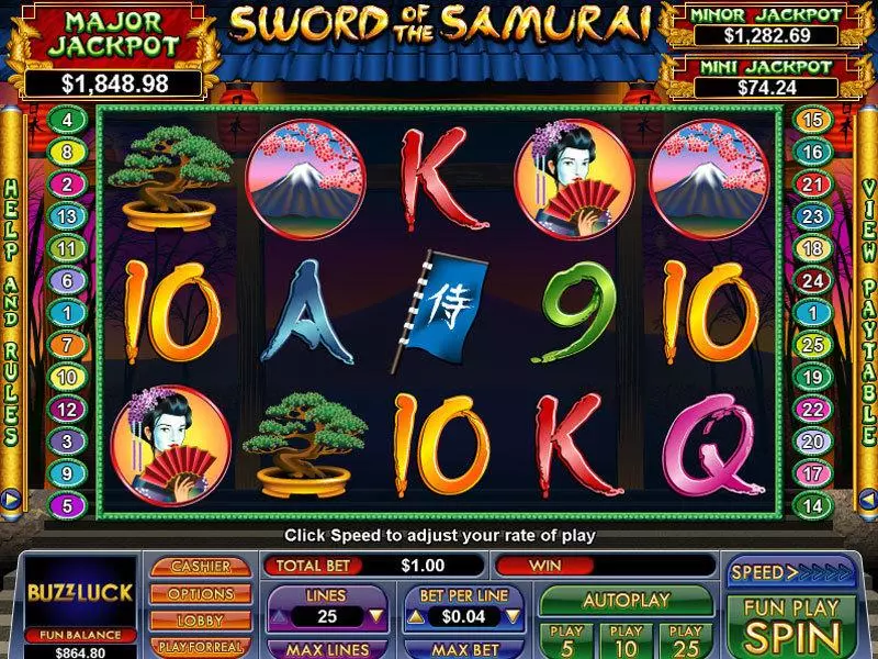 Sword of the Samurai NuWorks Slots - Main Screen Reels