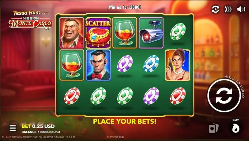 Tessa Hunt and the Mission Monte Carlo Mascot Gaming Slots - Main Screen Reels