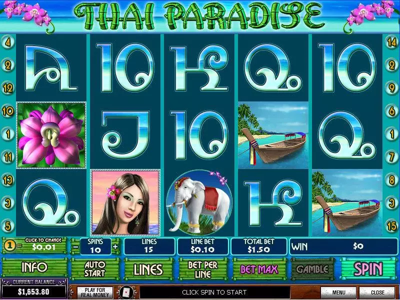 Thai Paradise PlayTech Slots - Main Screen Reels