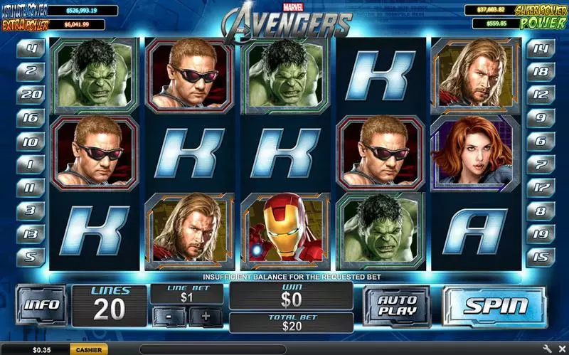 The Avengers PlayTech Slots - Main Screen Reels