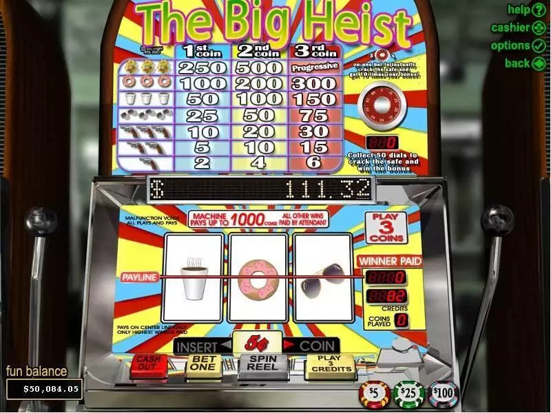 The Big Heist RTG Slots - Main Screen Reels