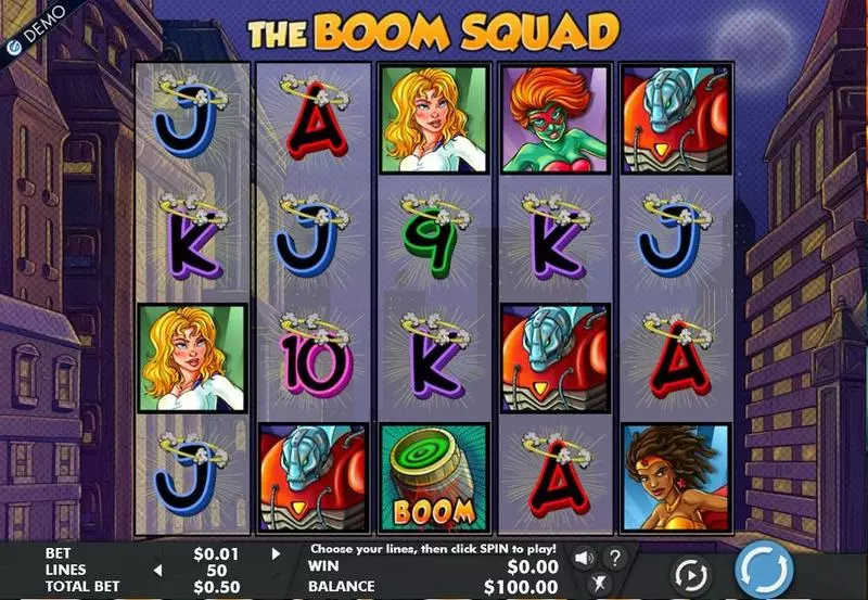 The Boom Squad Genesis Slots - Main Screen Reels