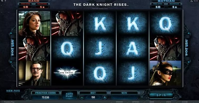 The Dark Knight Rises Microgaming Slots - Main Screen Reels