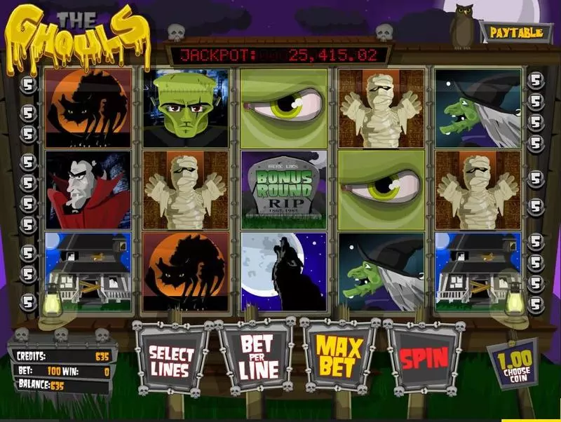 The Ghouls BetSoft Slots - Introduction Screen