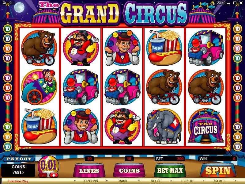 The Grand Circus Microgaming Slots - Main Screen Reels