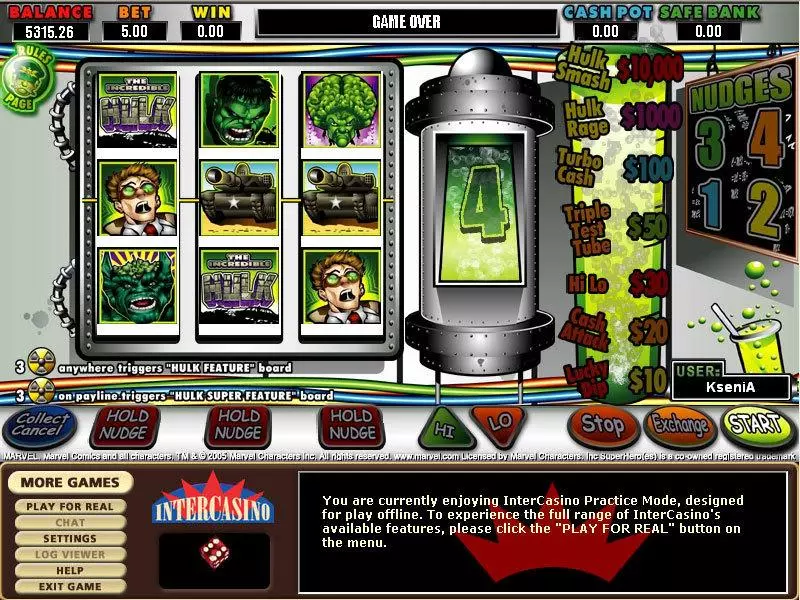 The Hulk CryptoLogic Slots - Main Screen Reels