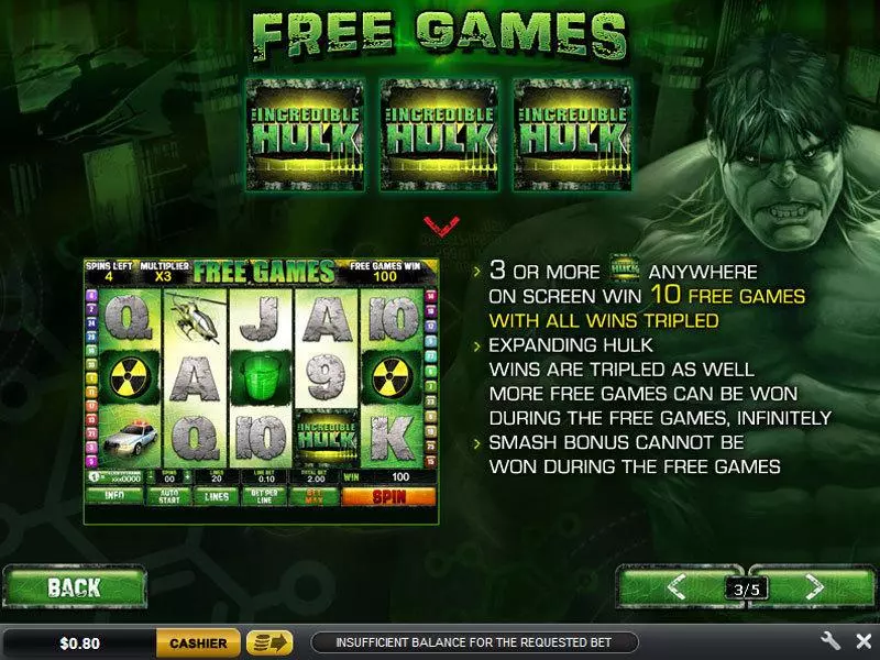 The Incredible Hulk 50 Line PlayTech Slots - Bonus 2