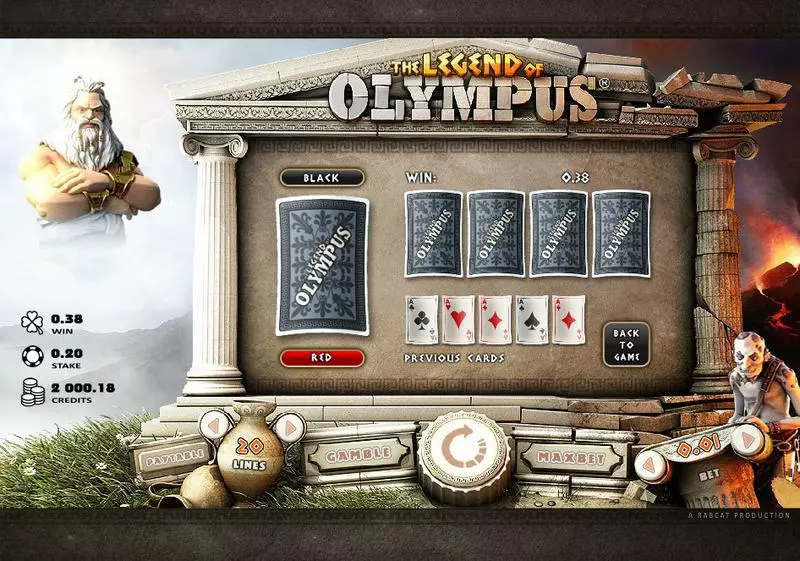 The Legend of Olympus Microgaming Slots - Gamble Screen