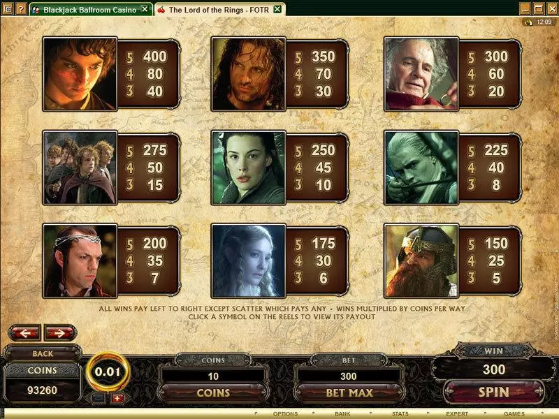 The Lord of the Rings - The Fellowship of the Ring Microgaming Slots - Info and Rules