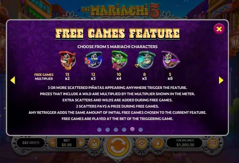 The Mariachi 5 RTG Slots - Free Spins Feature