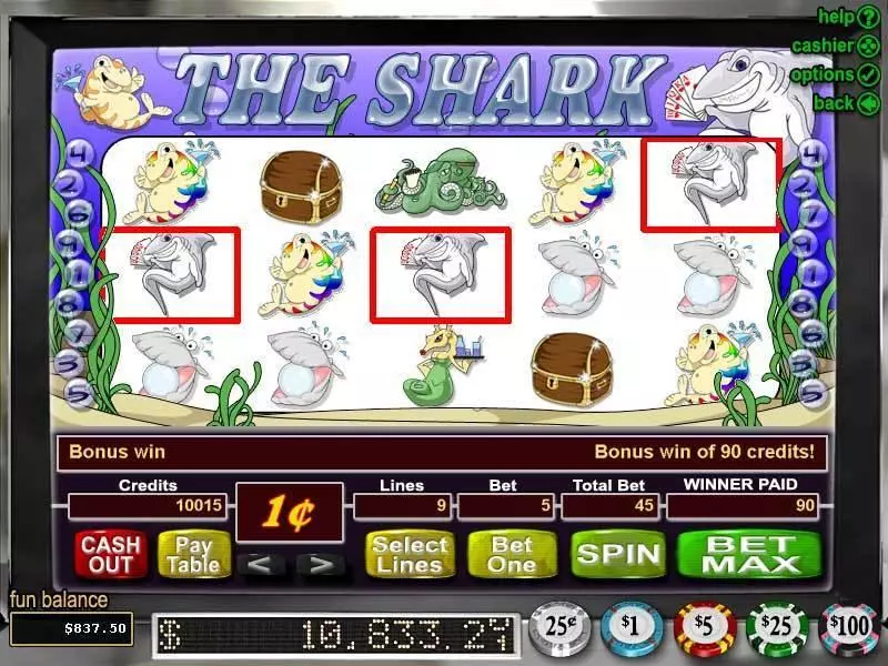 The Shark RTG Slots - Main Screen Reels
