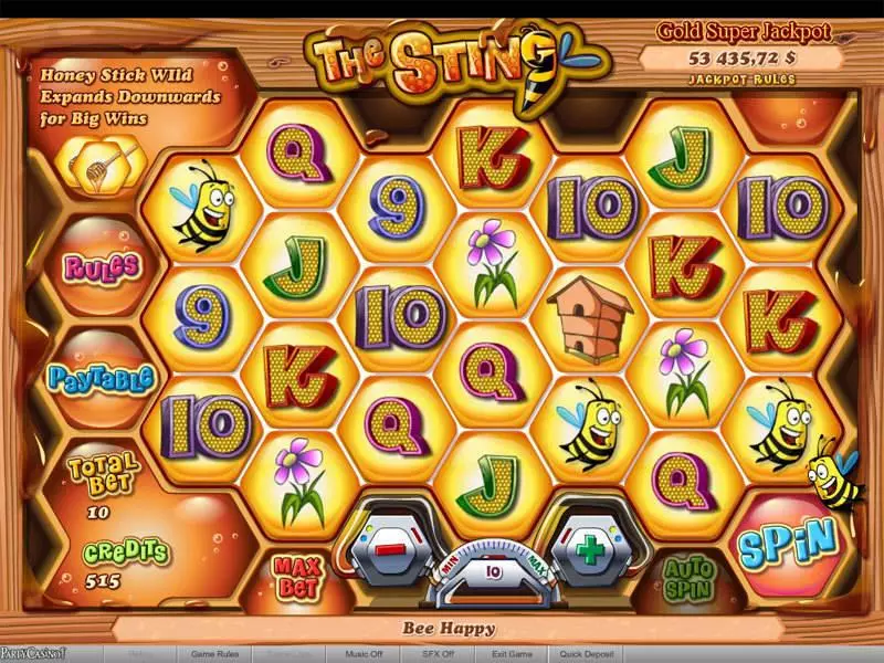 The Sting bwin.party Slots - Main Screen Reels