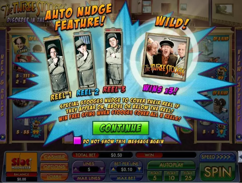 The Three Stooges Disorder in the Court NuWorks Slots - Info and Rules