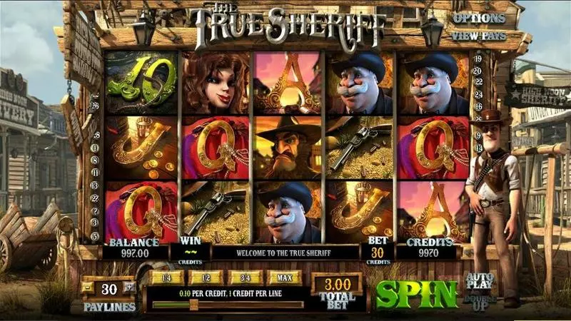 The True Sheriff BetSoft Slots - Introduction Screen