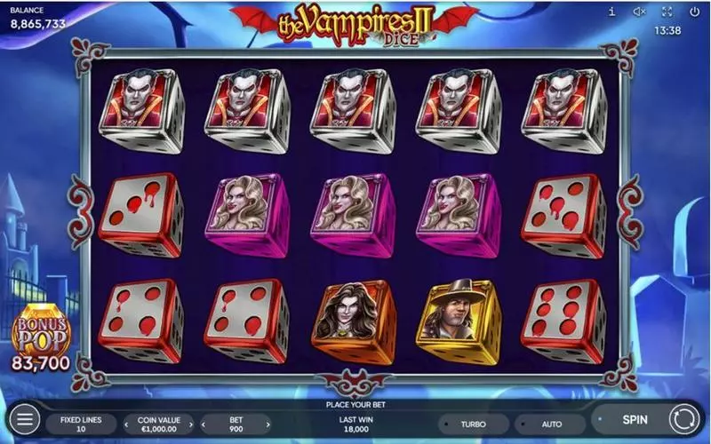 The Vampires II Dice Endorphina Slots - Main Screen Reels