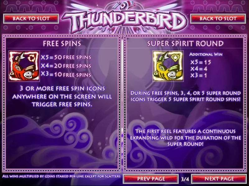 Thunderbird Rival Slots - Info and Rules