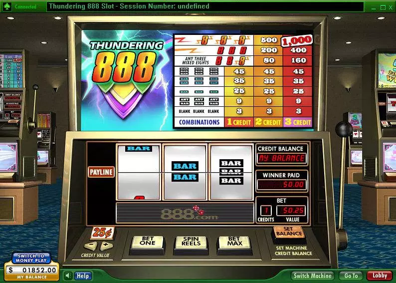 Thundering 888 888 Slots - Main Screen Reels