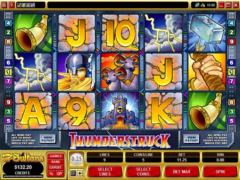 Thunderstruck High Limit Microgaming Slots - Main Screen Reels
